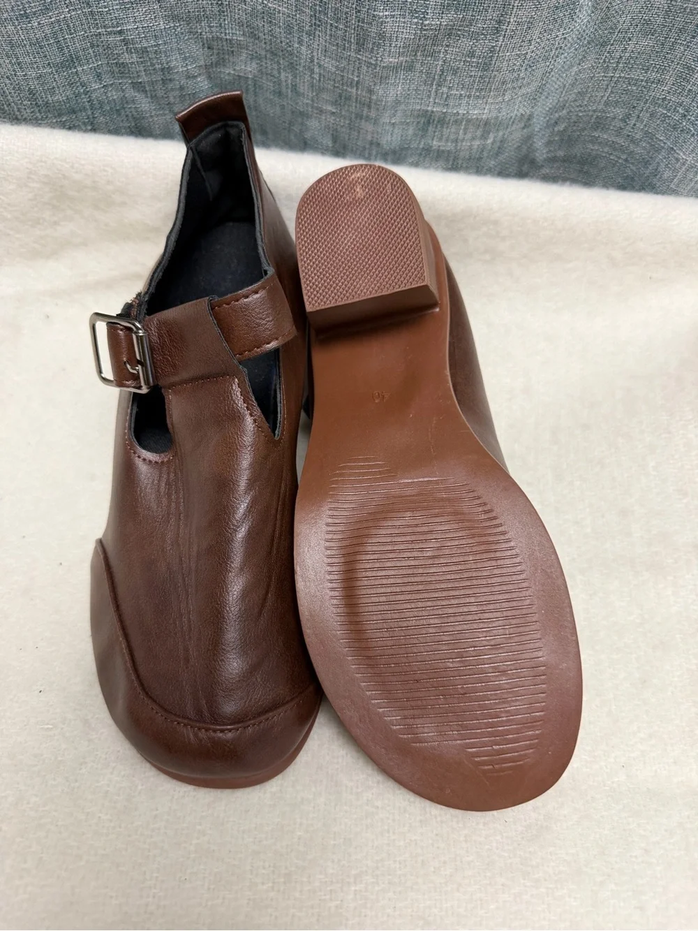 Women’s Brown Buckle Mary Jane Flats - Picture 4 of 4